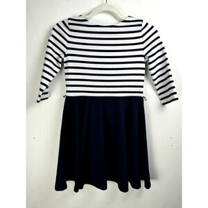 NWOT Polo Ralph Lauren Girls Navy & White Striped Long Sleeve Dress